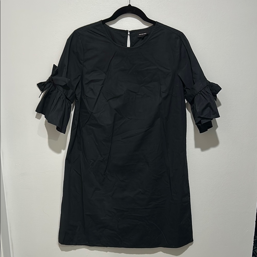 Who What Wear Black Ruffle short Sleeve Dress